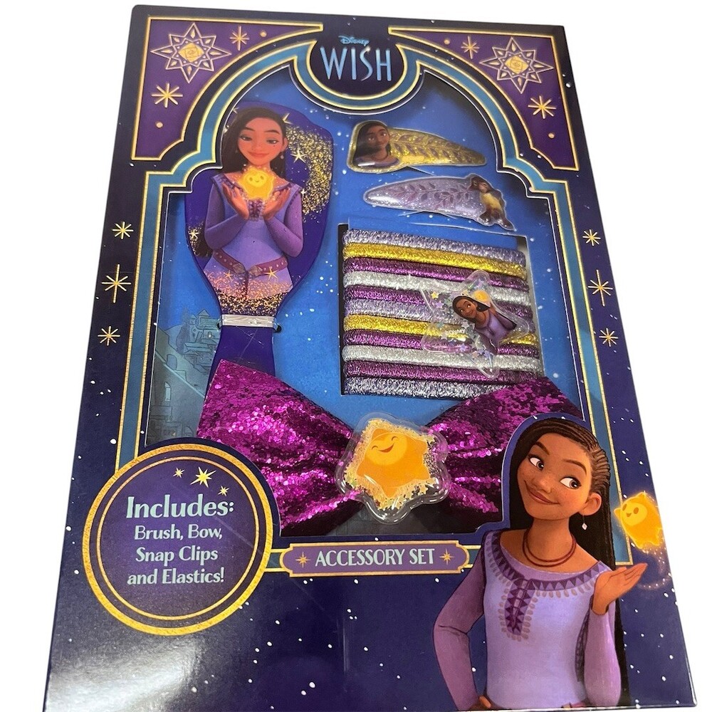 Disney Wish Hair Accessory Set Kids Girls Multicolor 16pc Brush Clips Bow